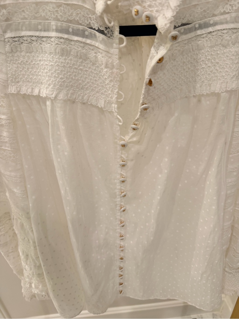 Zimmermann White Sheer Lace Dot-Print Candescent top - Picture 7 of 8
